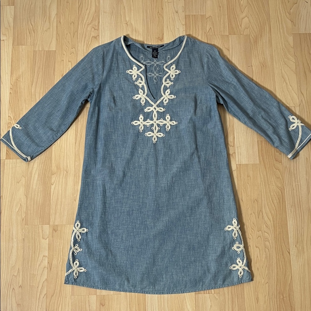 Blue Tunic Dress Embroidered Lucky Brand Women's XS